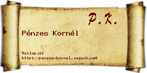 Pénzes Kornél névjegykártya